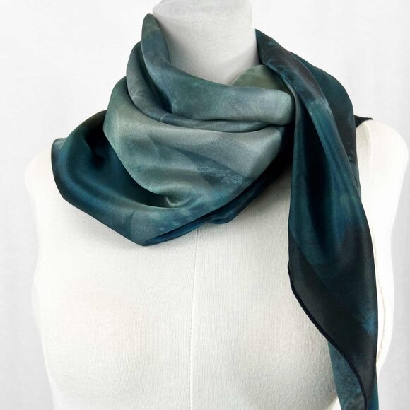 Blue Fairy Wings & Cosmic Moons Square Silk Scarf - Picture 5 of 10